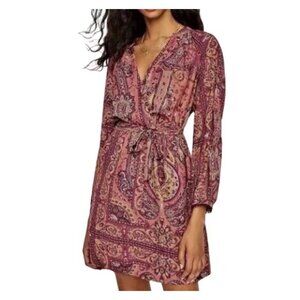 Anthropologie TINY Long Sleeve Surplice Obi Sash Paisley Print Dress Size XL